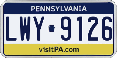 PA license plate LWY9126