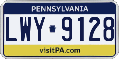 PA license plate LWY9128