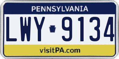 PA license plate LWY9134