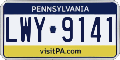 PA license plate LWY9141