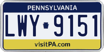 PA license plate LWY9151