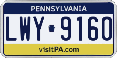 PA license plate LWY9160