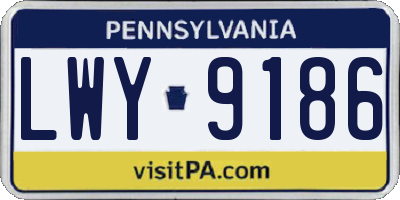 PA license plate LWY9186