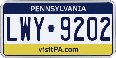 PA license plate LWY9202