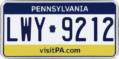 PA license plate LWY9212
