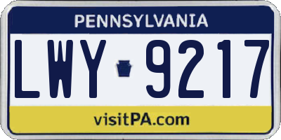 PA license plate LWY9217