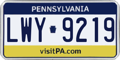 PA license plate LWY9219