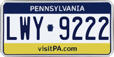 PA license plate LWY9222