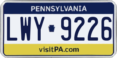 PA license plate LWY9226