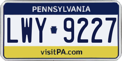 PA license plate LWY9227