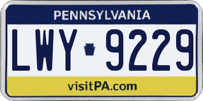PA license plate LWY9229