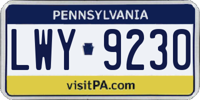 PA license plate LWY9230