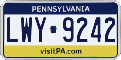PA license plate LWY9242