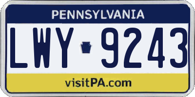 PA license plate LWY9243
