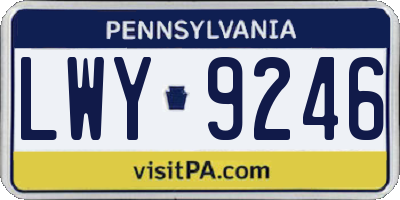 PA license plate LWY9246