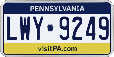 PA license plate LWY9249