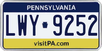 PA license plate LWY9252