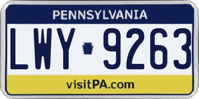 PA license plate LWY9263
