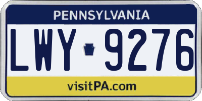PA license plate LWY9276