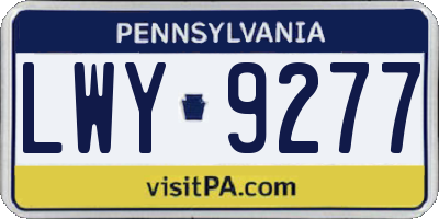 PA license plate LWY9277