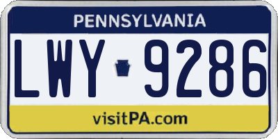 PA license plate LWY9286