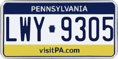 PA license plate LWY9305