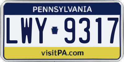 PA license plate LWY9317