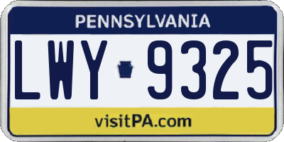 PA license plate LWY9325