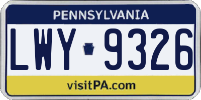 PA license plate LWY9326