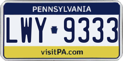 PA license plate LWY9333