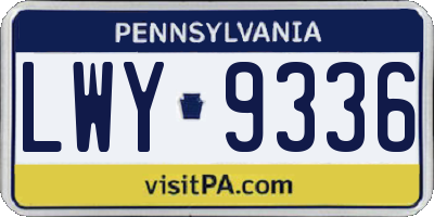 PA license plate LWY9336