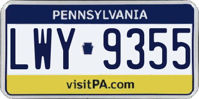 PA license plate LWY9355