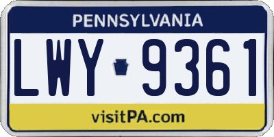 PA license plate LWY9361