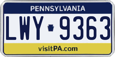 PA license plate LWY9363