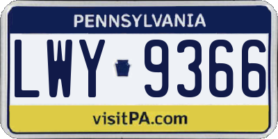 PA license plate LWY9366