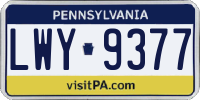 PA license plate LWY9377