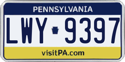PA license plate LWY9397