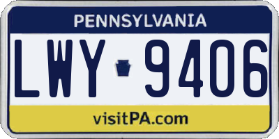 PA license plate LWY9406