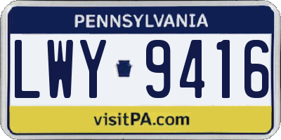 PA license plate LWY9416