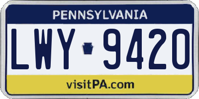 PA license plate LWY9420
