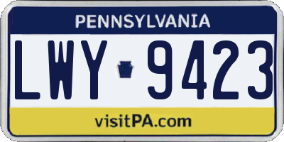 PA license plate LWY9423
