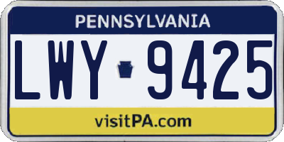 PA license plate LWY9425