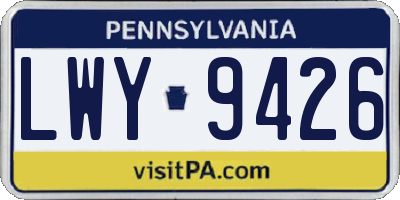 PA license plate LWY9426