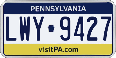PA license plate LWY9427