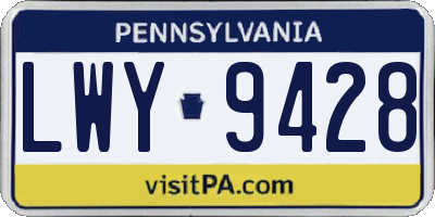 PA license plate LWY9428