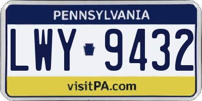 PA license plate LWY9432