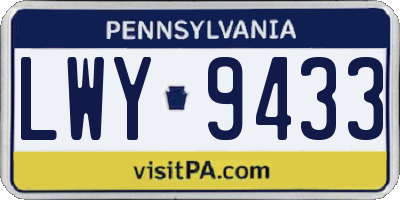 PA license plate LWY9433
