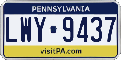 PA license plate LWY9437