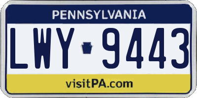PA license plate LWY9443