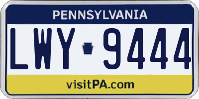 PA license plate LWY9444